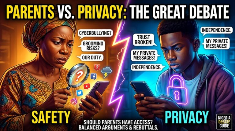 Should parents have access to their child's social media debate explained clearly, with strong arguments for and against, rebuttals, examples, and a balanced conclusion for students.