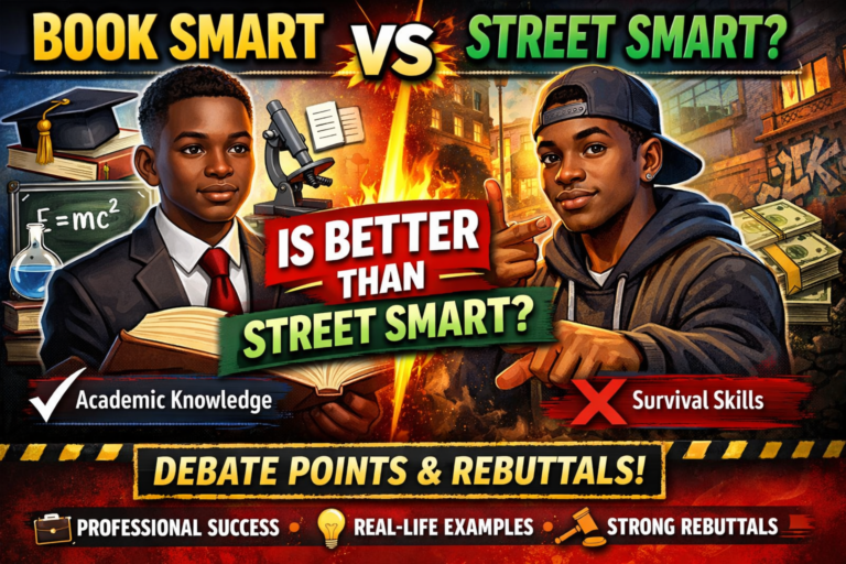 Book Smart Is Better Than Street Smart Debate Points: Strong Arguments, Examples, and Rebuttals